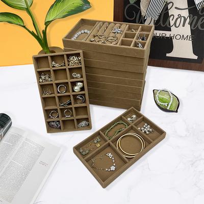 1PC, Flocking Jewelry Box Jewelry Tray, Color: Brown