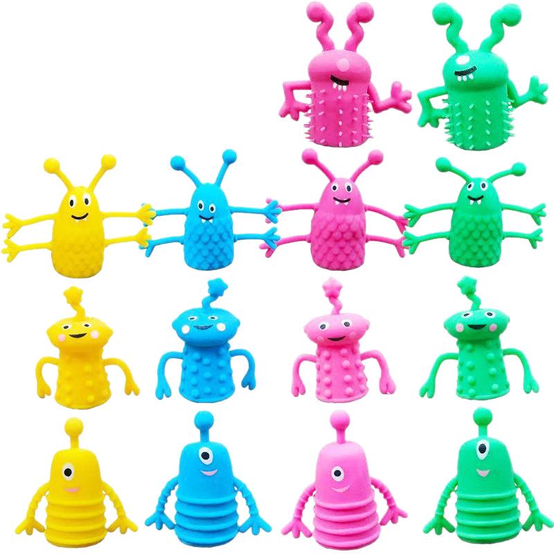 TPR Animal Soft Rubber Finger Puppet Monster with Expressions
