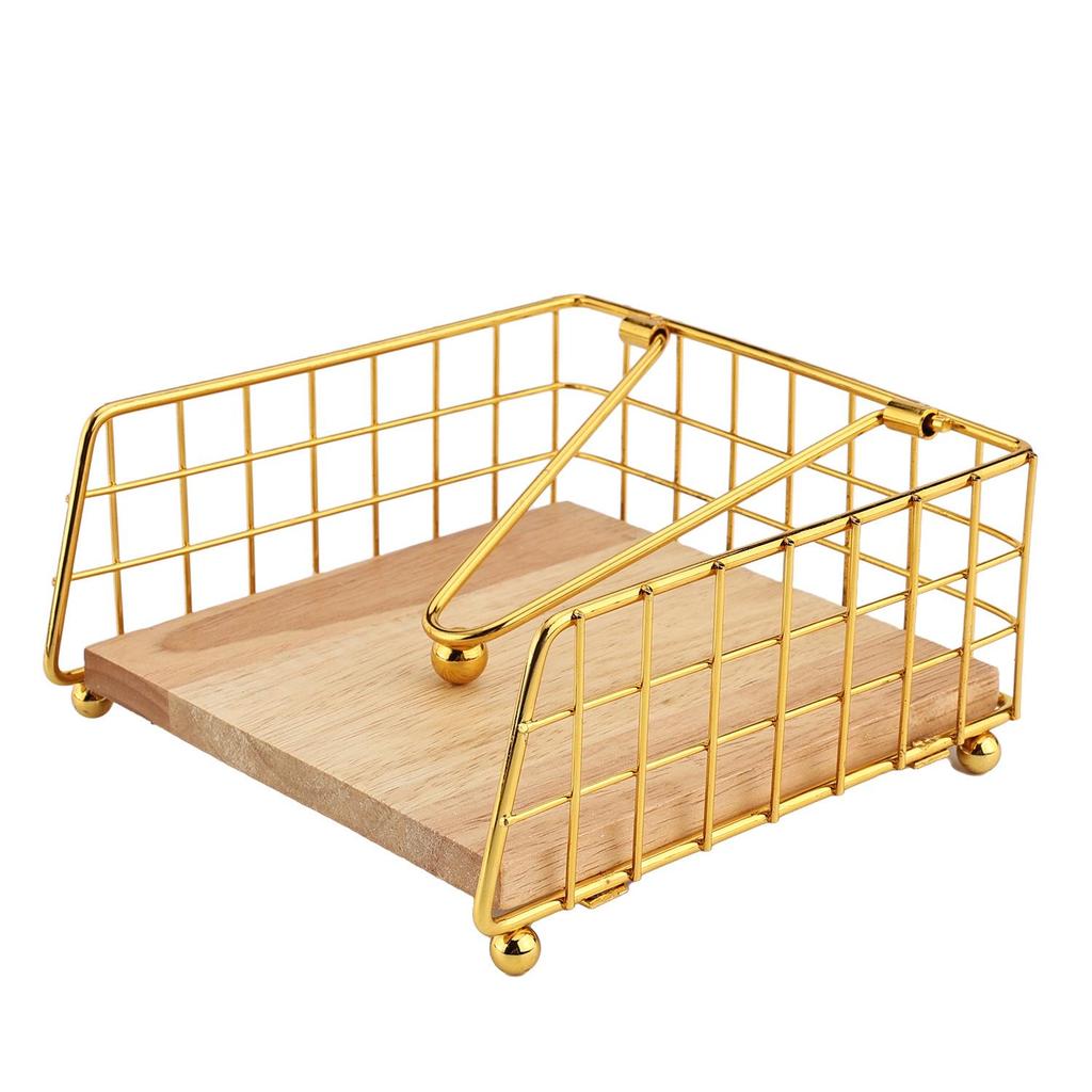 Elegant Wrought Iron & Solid Wood Vertical Napkin Holder for Restaurants