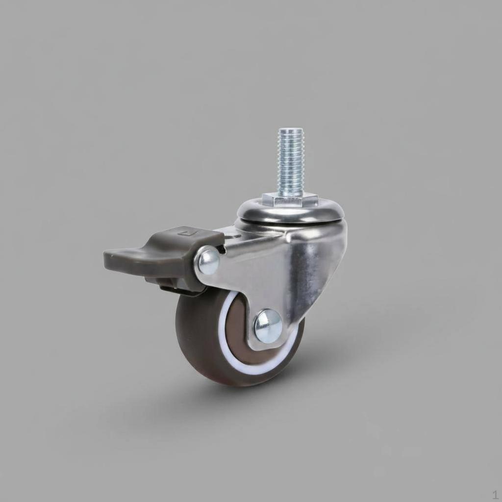 Threaded Stem Caster Wheel Quiet Rolling Brake Smooth Movement Furniture Part for