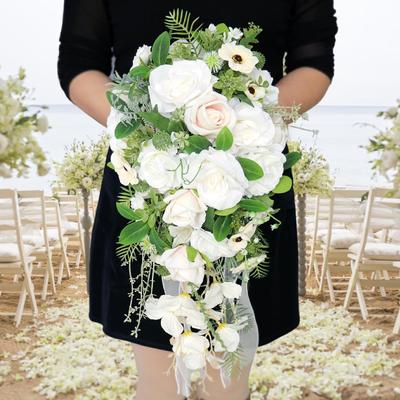 Wedding Bridal Bouquet Artificial Flowers Lightweight Gift Ornament Bridesmaid Flower Decor for