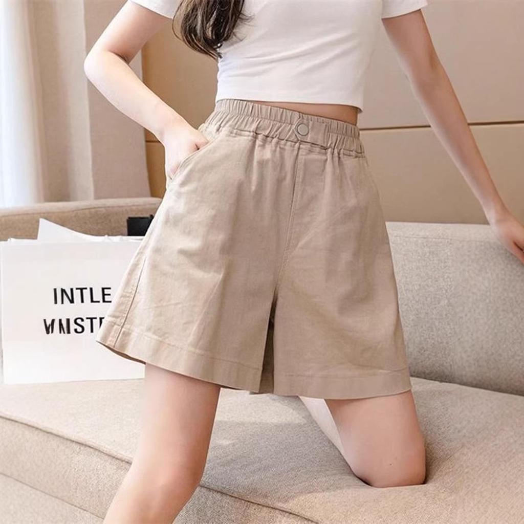 Women's Summer High Waist Pure Cotton Casual Shorts - Korean Style Plus Size, Loose Fit, Wide Leg Capri Pants