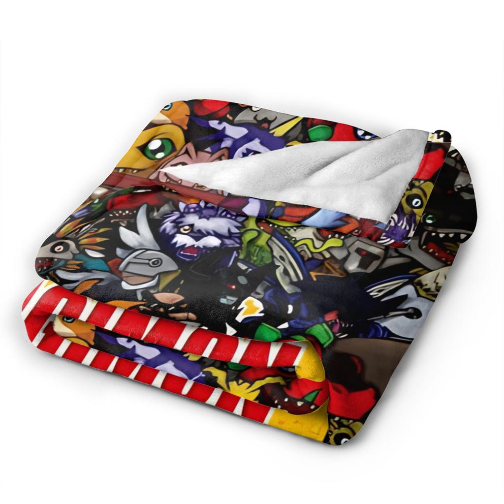 Digimon Virtual Pet Blanket Flannel Decoration Multifunction Super Soft Throw Blankets for Bed Outdoor Rug Piece