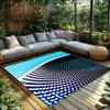 Tuniu Optical Illusion Blue Black Rug, Modern Abstract Carpet, Non-Slip Home Decor Floor Mat