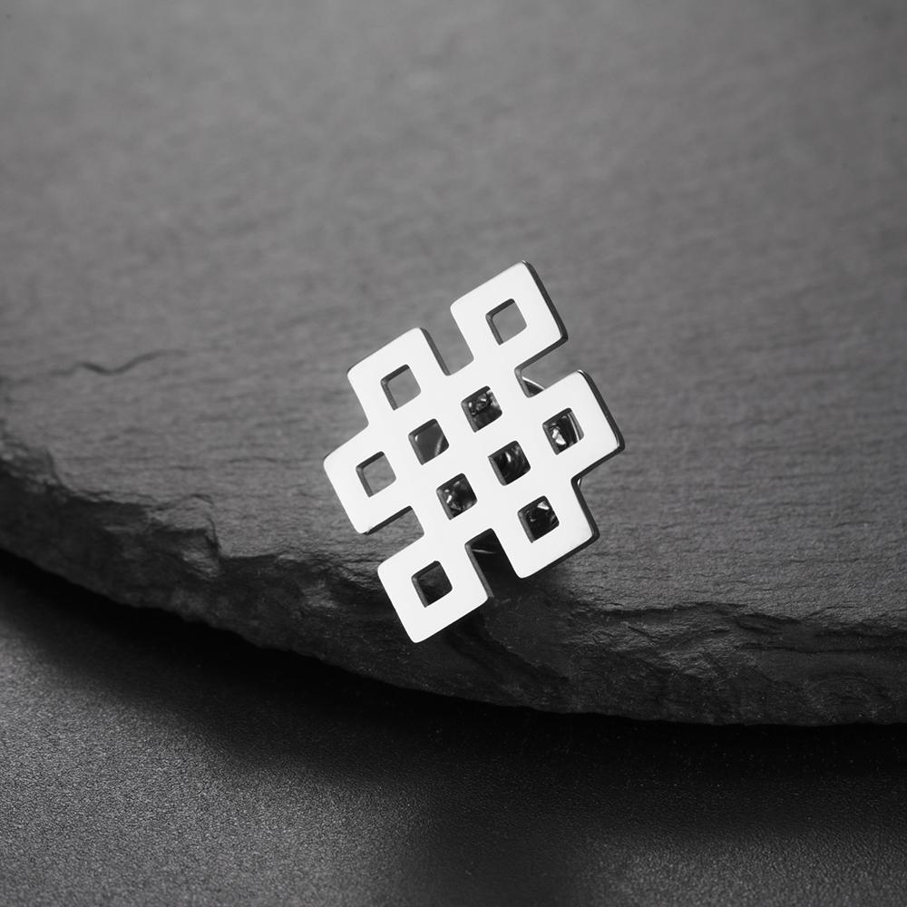 Dawapara Vintage Endless Knot Symbol Brooches Good Luck Chinese Knot Brooch Lapel Pin Stainless Steel Accessories
