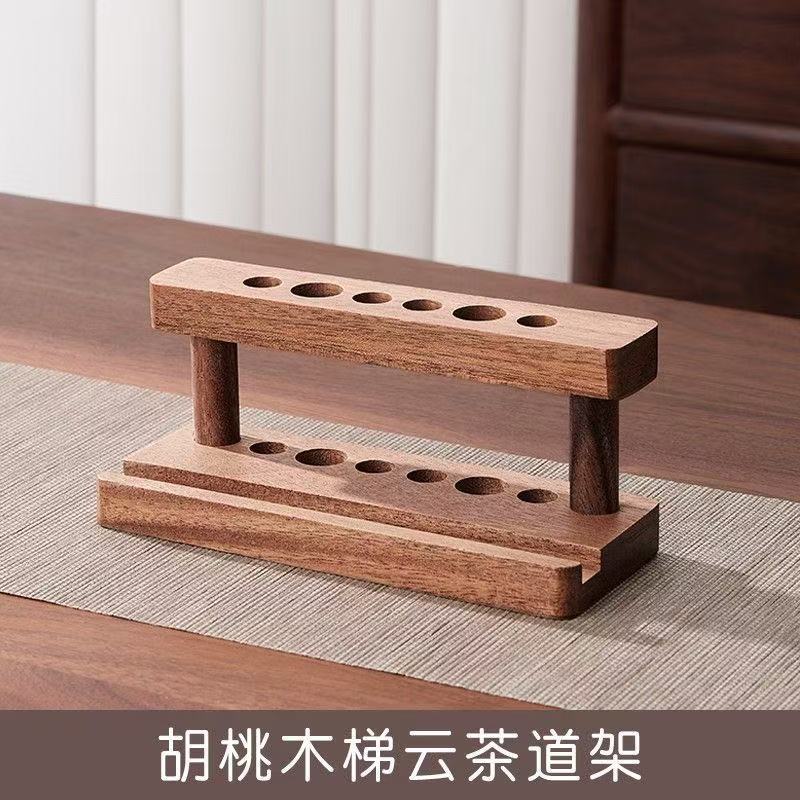 Walnut Pen Holder Kung Fu Tea Set Shelf Storage Rack Six Gentlemen Shelf Accessories