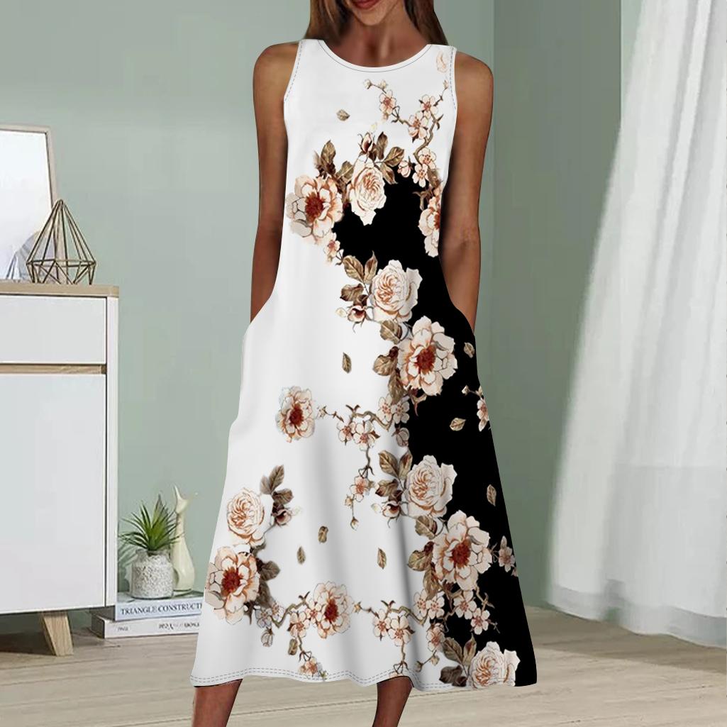 

Летнее модное сексуальное платье без рукавов Мягкое повседневное платье с принтом 3D Mountain Top Rose Платье без рукавов на бретельках
