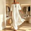 Women's Off-the-Shoulder Neck Puff Sleeve Dress, Color Elegant Casual Dress