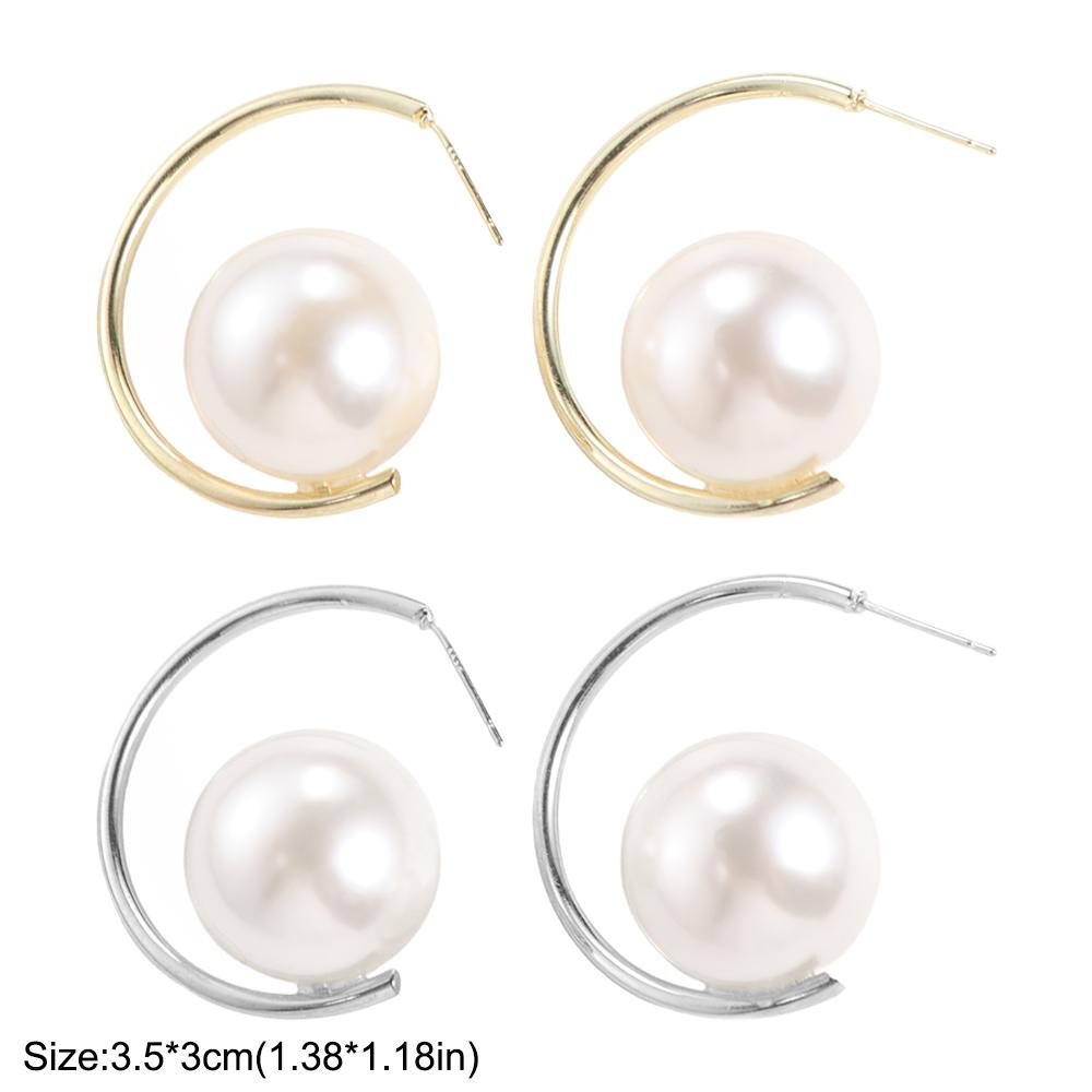 Imitation Pearl Large Pearl Earrings Exaggerated Big Pearl Ear Loops Pearl Stud Earrings  Women