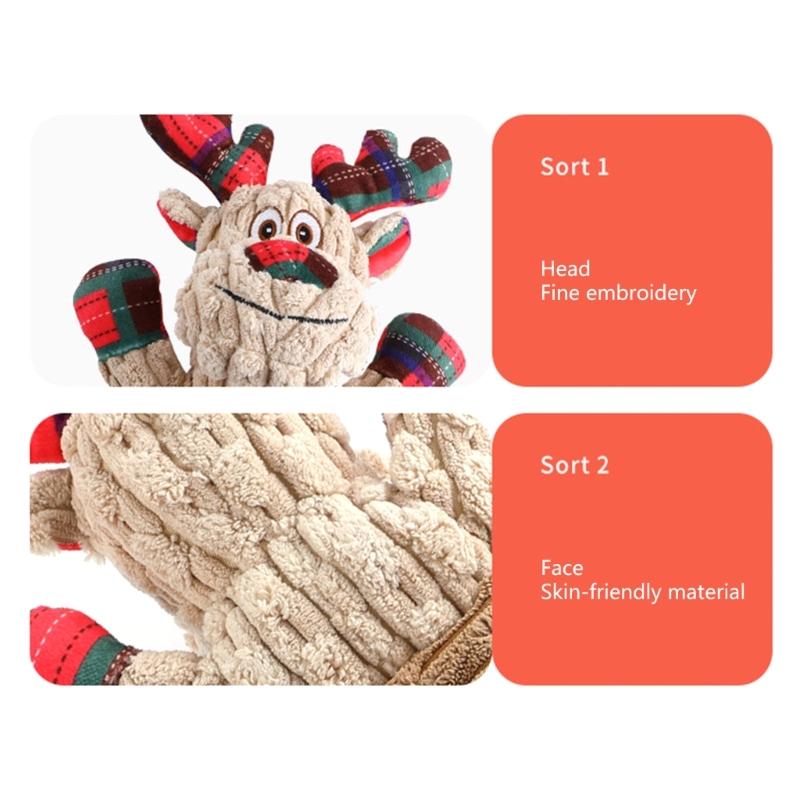 Christmas Dogs Toy Bites-Resist Stuffed Toy Funny Interactive Elasticity Dogs Chew Toy for Outdoor Dogs Tooth Molar Tool