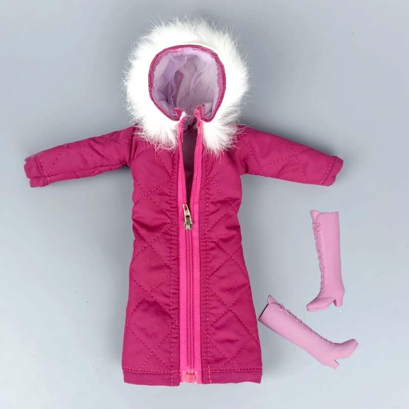

Ярко-розовое зимнее длинное пальто с капюшоном для куклы Барби, наряды, одежда, парка для куклы 1/6 BJD, куртка, кукла 1:6, аксессуары для детей, игрушки розовый