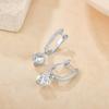 QX New Elegant 925 Sterling Silver Earrings Tiny Bezel Set Heart Charm Dangles Earrings Huggie Hoops for Women