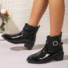 Leisure Boots Female Woman Winter Winter Zipper Warm Classic Shoes for Women Hoof Mid Heels Solid Leather Modern Boots Shoes