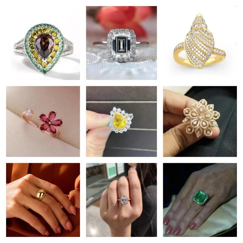 European and American Light Luxury High-end Feeling Zircon Ring With Adjustable Opening For Female Engagement and Wedding Rings