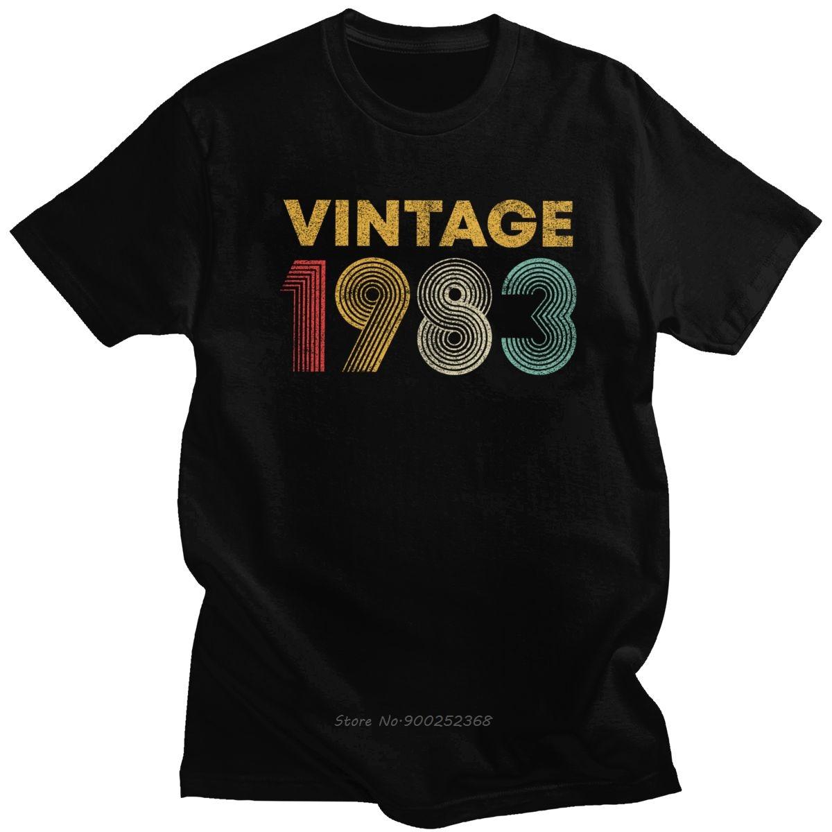 

Retro Vintage 1983 Tshirt Men O-neck Short Sleeved 37 Years Old Born In 1983 Shirt 37th Birthday Summer T-shirt Cotton Tee Top 4XL