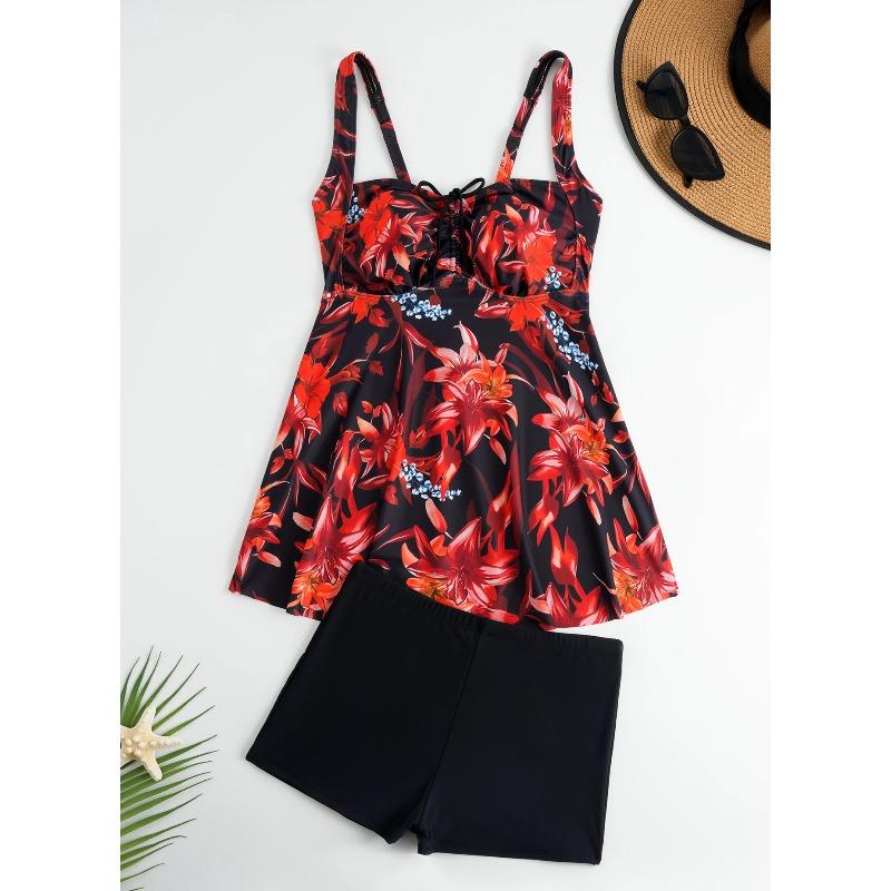 Tankini Set 2026 Two Pieces Swimsuit Women Beach Dress Printed Swimwear Female Bathers Bathing Swimming Swim Suit Beachwear XXL