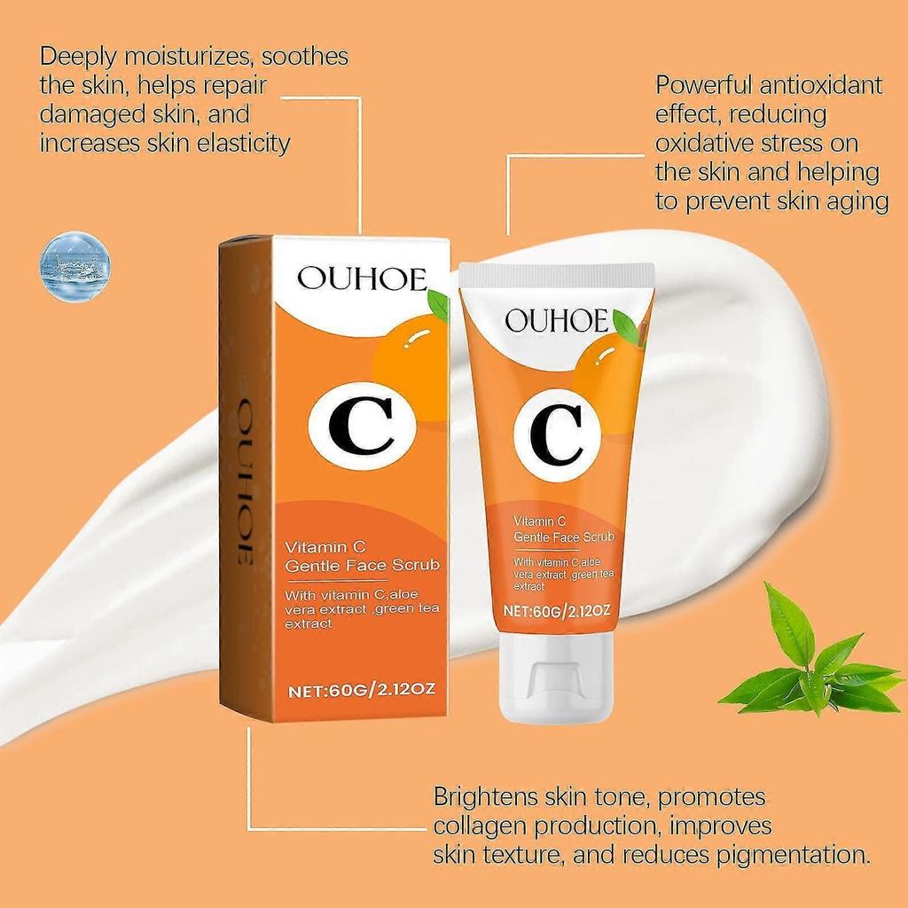 Vitamin C Gentle Face Scrub, Softens & Smooths Skin with Vitamin C, Vitamin C & Turmeric Facial Scrub Brightening Face Body
