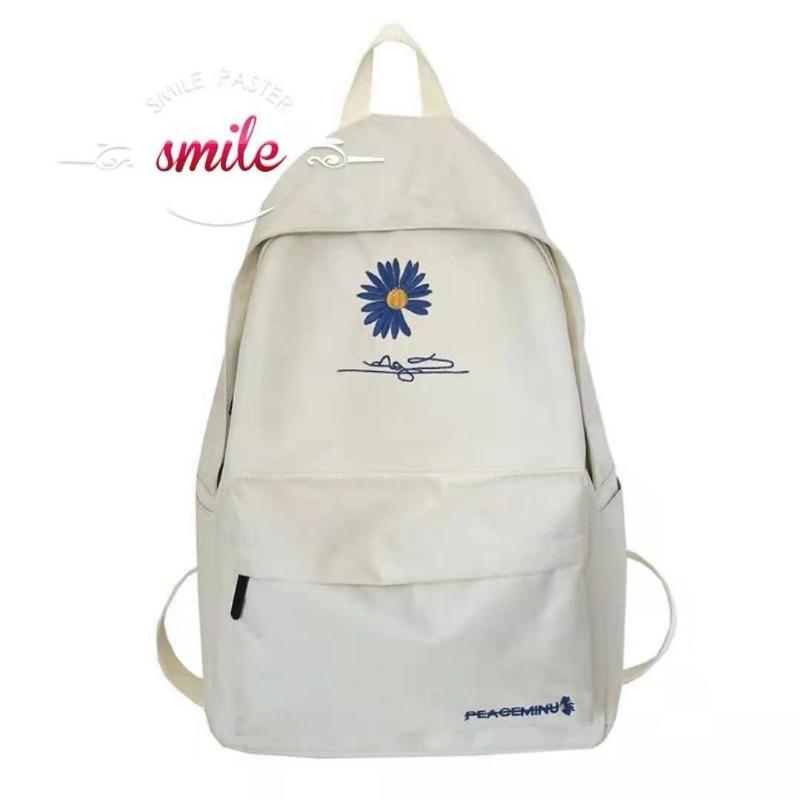New Student Backpack Export Korean Style Daisy Print Backpack Large Capacity Travel Rucksack