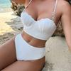 2025 Women's Swimsuit, European and American Swimsuit, Two-piece Set, Solid Color Sexy Beach and Hot Spring Resort Bikini