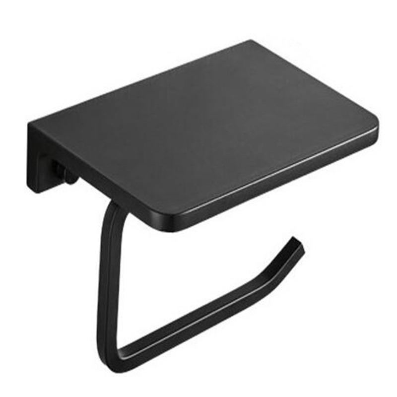 No-Drill Aluminum Paper Towel Holder Toilet Paper Holder Black Roll Hand Towel Holder Bathroom Paper Box