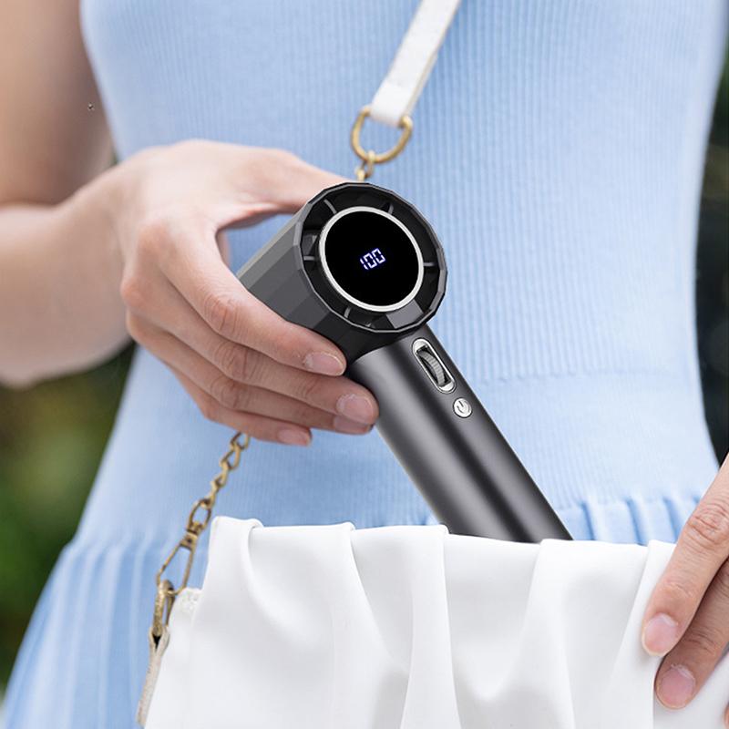 Mini Portable Hand Fan 1800Mah Usb Rechargeable Fan Electric Eyelash Fan With Digital Display Outdoor Summer Travel Camping