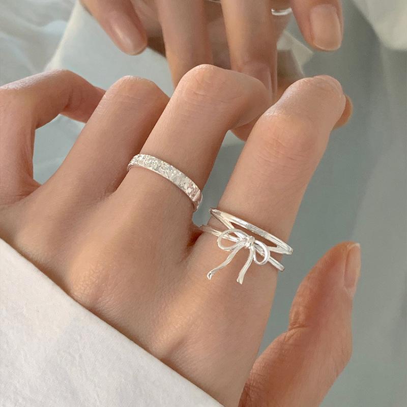 Trendy Open Adjustable Bow Knot Geometric Ring for Women