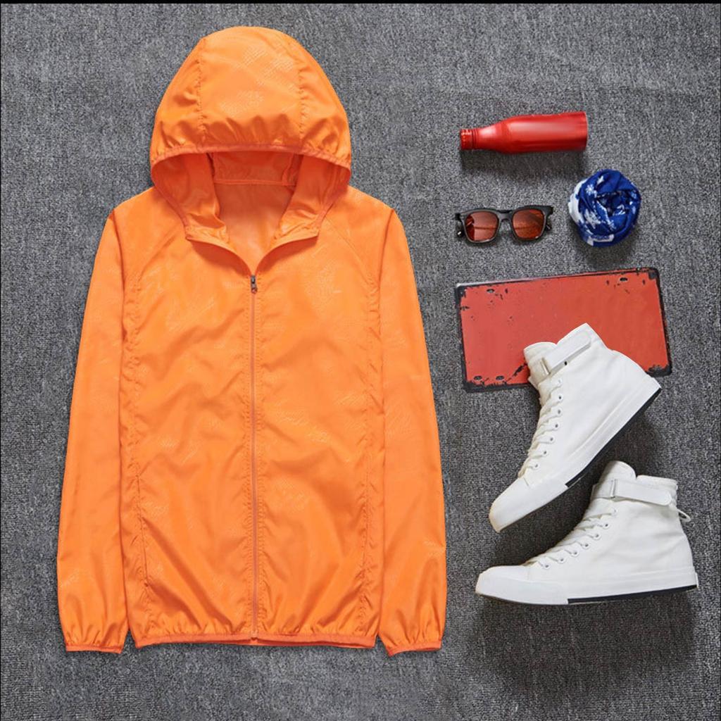 Women's Solid Colored Hooded Long Sleeved Jacket, Windbreaker, Sun Jacket, Outdoor Sports Jacket