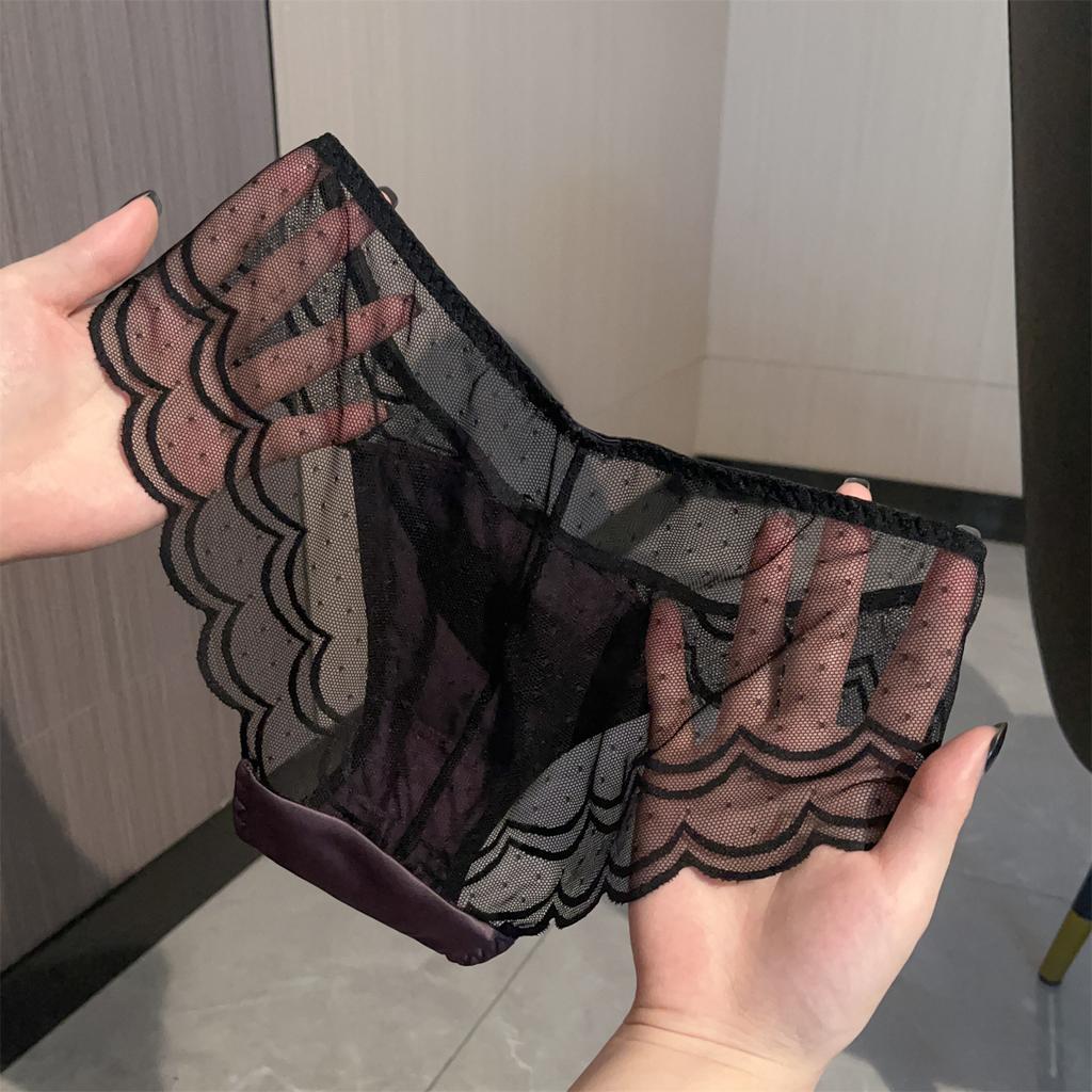 Ladies Summer New Style Light Luxury Satin Sexy Lace High Split Triangle Briefs