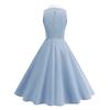 Retro-style Fitted Waist, Colour-blocked Collar, Mid-length Flared Dress for End-of-year Performances