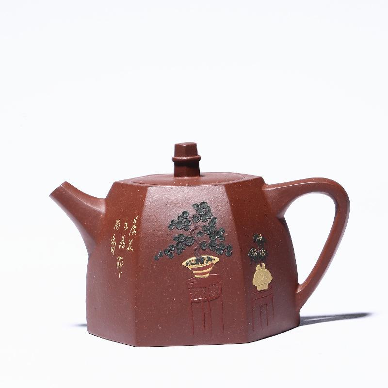 

1 шт., чайник в стиле ретро, ​​китайский исинский чайник из фиолетовой глины, чайник с фильтром ручной работы, бытовой чайный сервиз, дорожная посуда для напитков, 300 мл 133x85mm 300ml