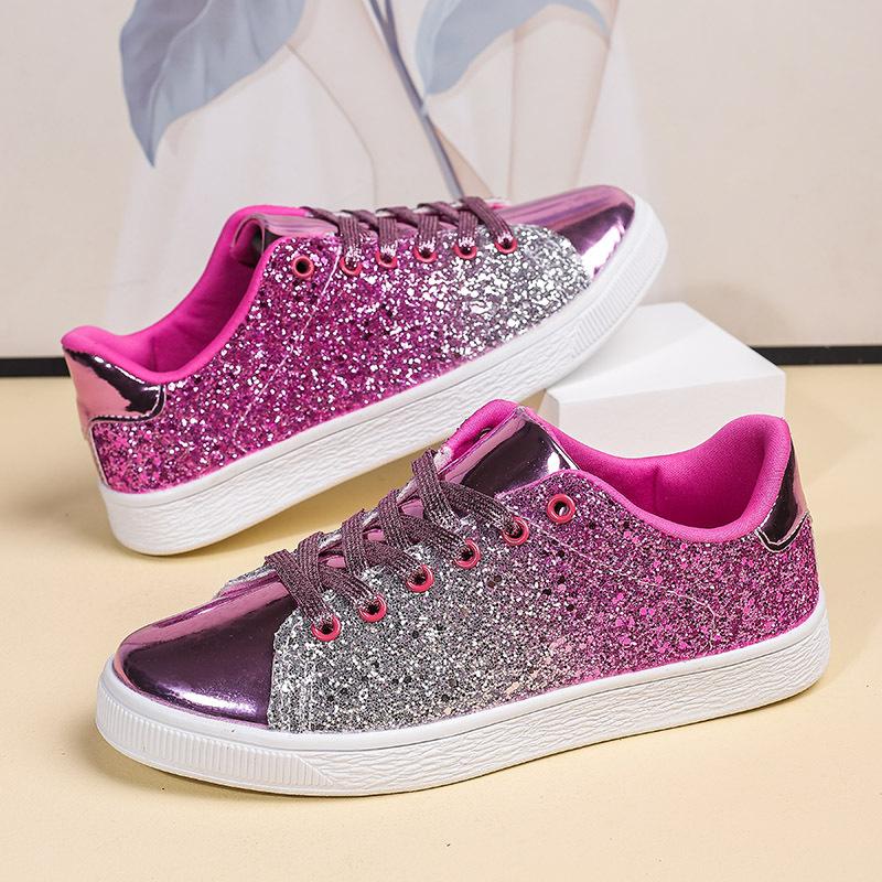 Sneakers Spring and Autumn New Grid Casual Board Shoes Glossy Fashion Symphony Women