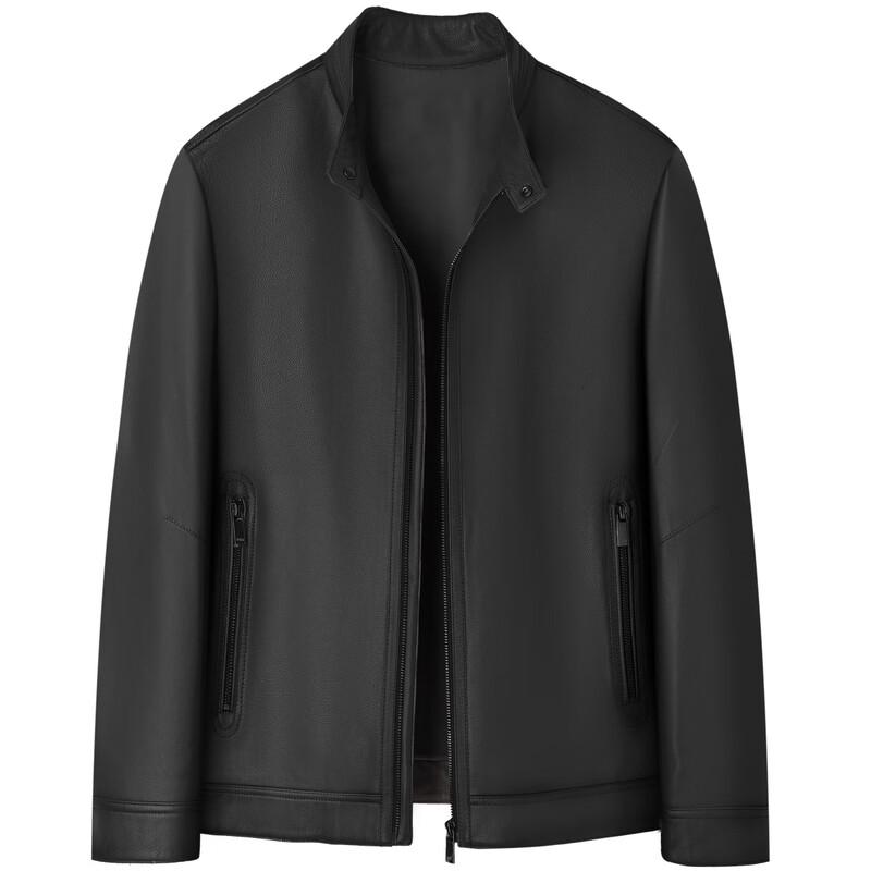 Shanshan Men's Sheepskin Stand Collar Leather Jacket