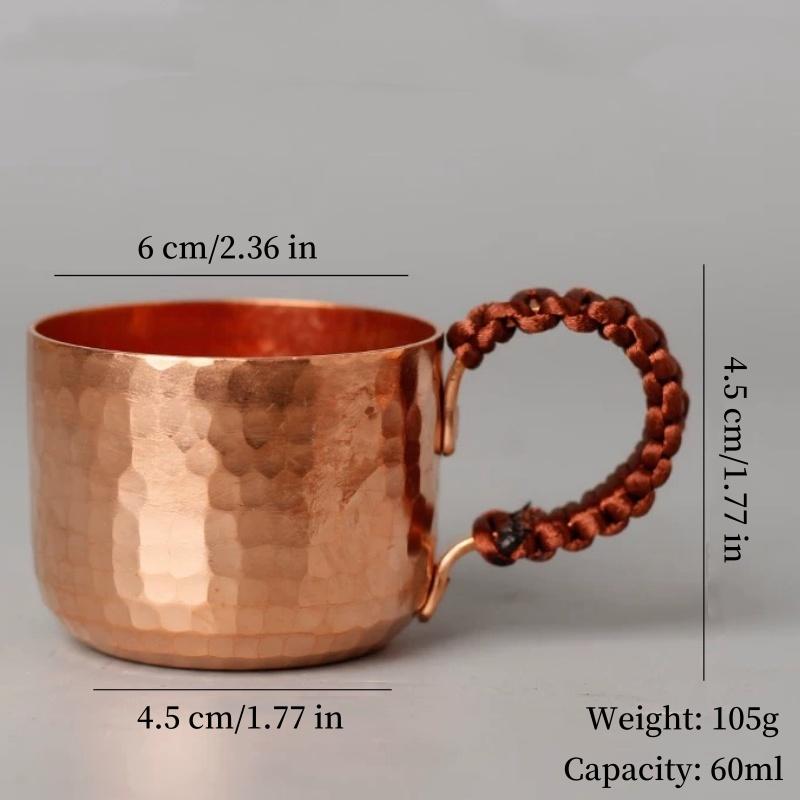 Vintage Mini Šálek na kávu z čisté mědi, Rukojeť s texturou kladiva a tkaným vzorem 100 ml Hrneček na mléko, Ručně vyráběný Sklenice na čaj Nápojové sklo Dárek pro přítele