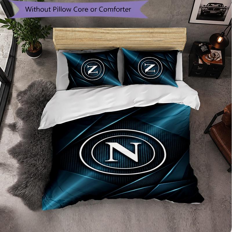 Biancheria da Letto a Tema Napoli FC Set 3 Pezzi Copripiumino Biancheria da Letto Decorativa Per Camera Adolescenti Decorazione Casa