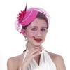 Vintage Style Pillbox Hat with Faux Pearls Mesh Feather Decor Hair Topper Headwear Weddings Events Hair Accessories