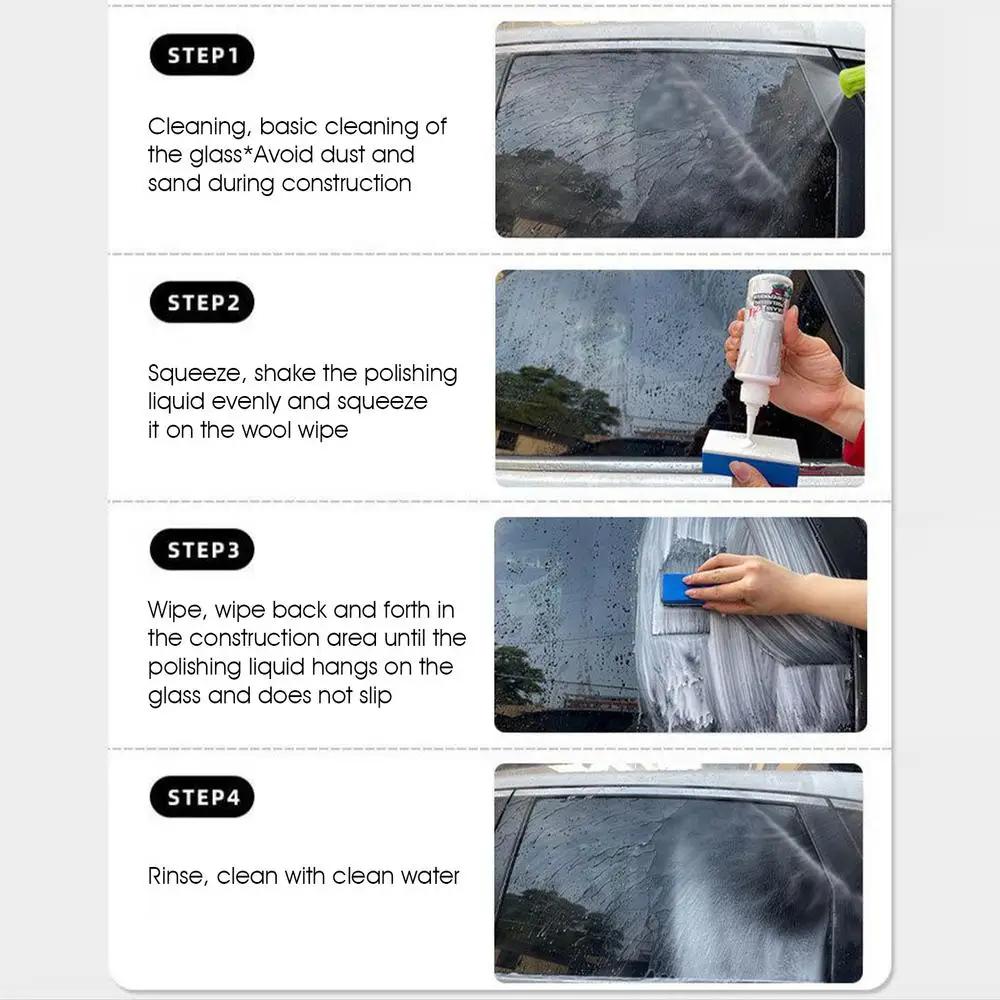 150ML Upgraded cerium oxide glass polish removes water spots light scratches & grease film—streak-free finish no marks left.
