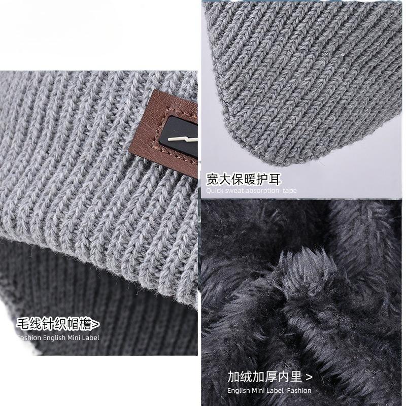 Zimowa ciepła dziana wełniana czapka polarowa czapka na zimno męska outdoorowa rowerowa ochrona uszu nakrycie głowy