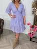 2025 Summer European & American Women's V-neck Lace Bell Sleeve Smocked Waist Short Dress