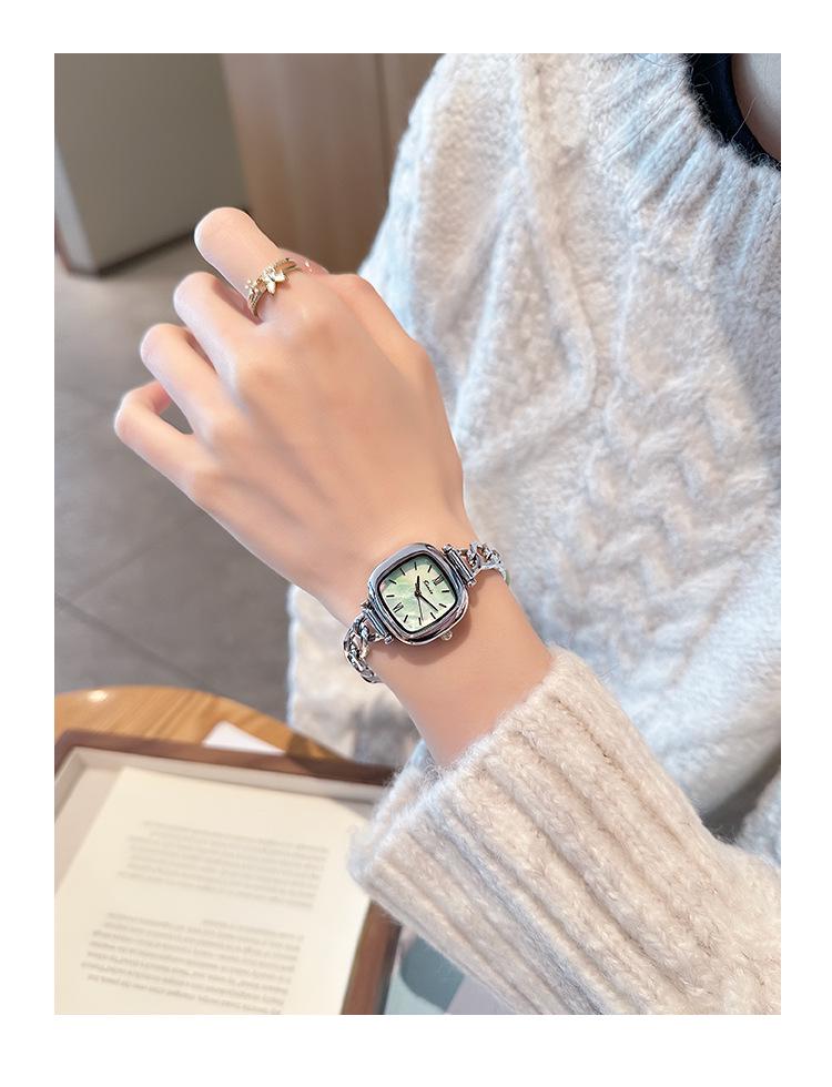 Jinmiou Women's Exquisite Mother-of-Pearl Square Leather Watch, Waterproof and Elegant for Daily Wear.