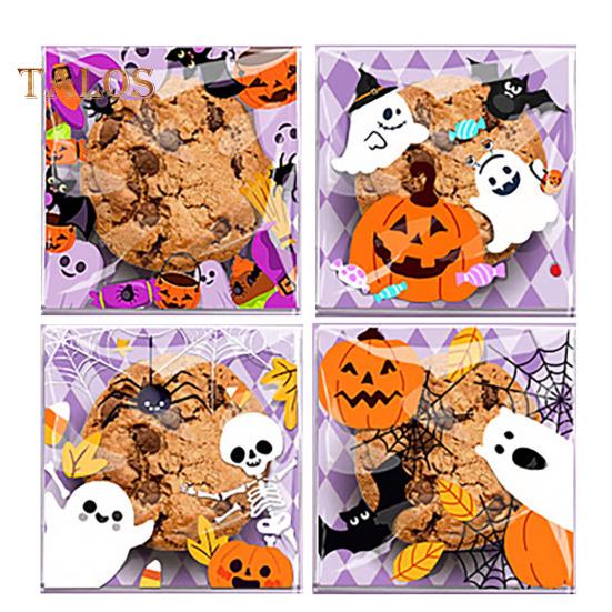 100Pcs Halloween Self-Sealing Clear Candy Bags Transparent Biscuit Packaging Bags Lightweight Reusable Candy Bags Party Supplies