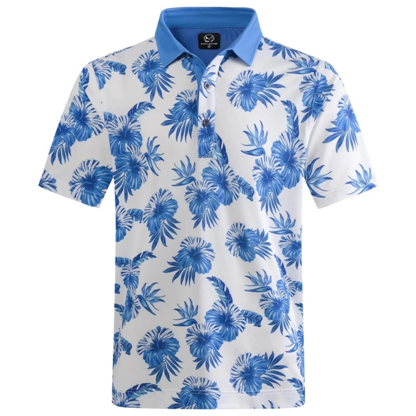 

Hawaiian Plants Polo Shirt Man Summer 3D Print Leaves Flower Short Sleeve Golf Polo Shirts Oversized Street S