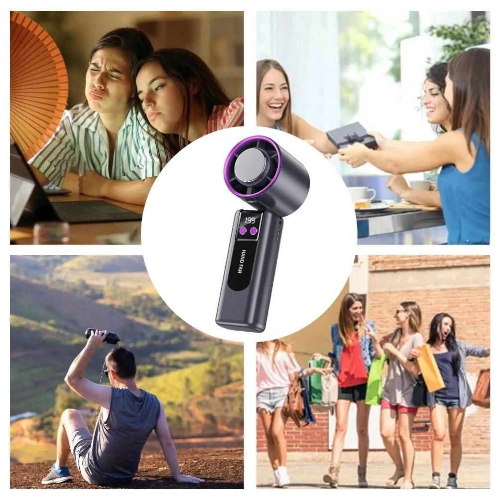 High Speed Portable Cooling Fan Semiconductor Refrigeration Mini Turbo Fan Handheld Fan  School