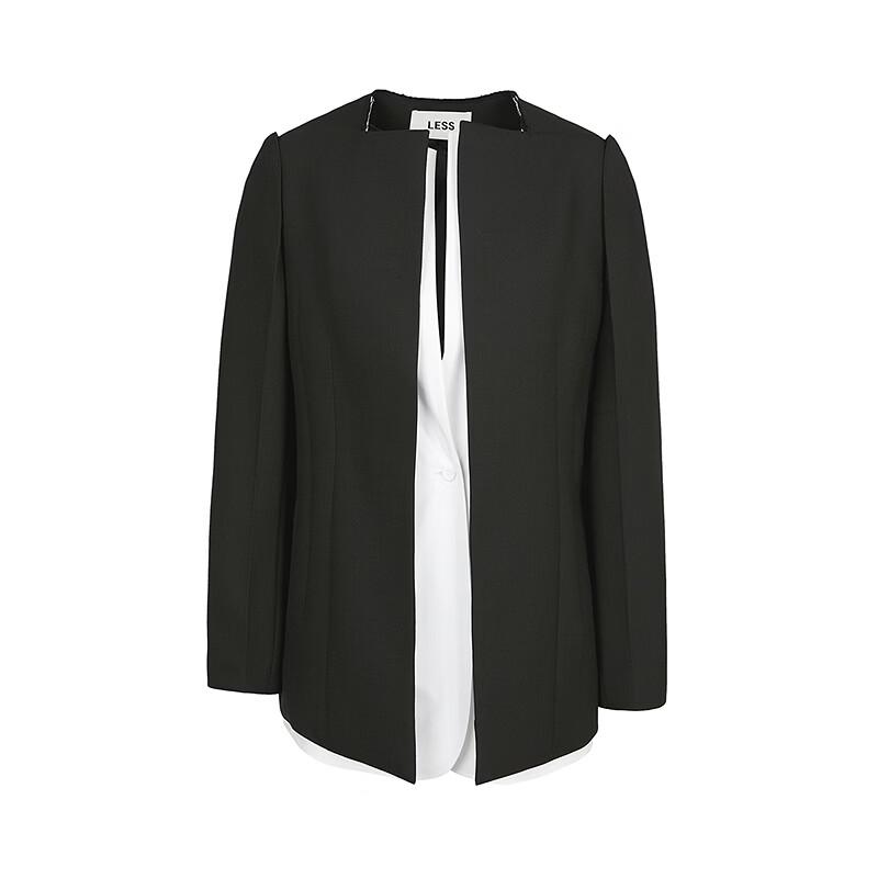 2026 Spring Collection Collarless Straight Fit Long Blazer