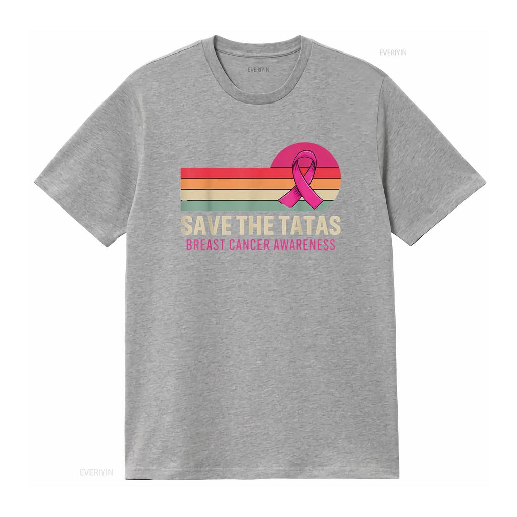 Womens Retro Vintage Save The Tatas Breast Cancer Awareness Ribbon T Shirt Black 2X Large vintage Washed Casual Breathable