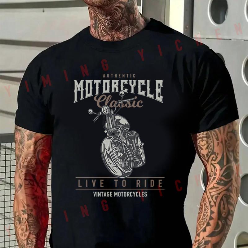 Men High Quality Funny Cotton Moto T-shirt Classic Moto Live To Ride Tshirt Casual O-neck Men H