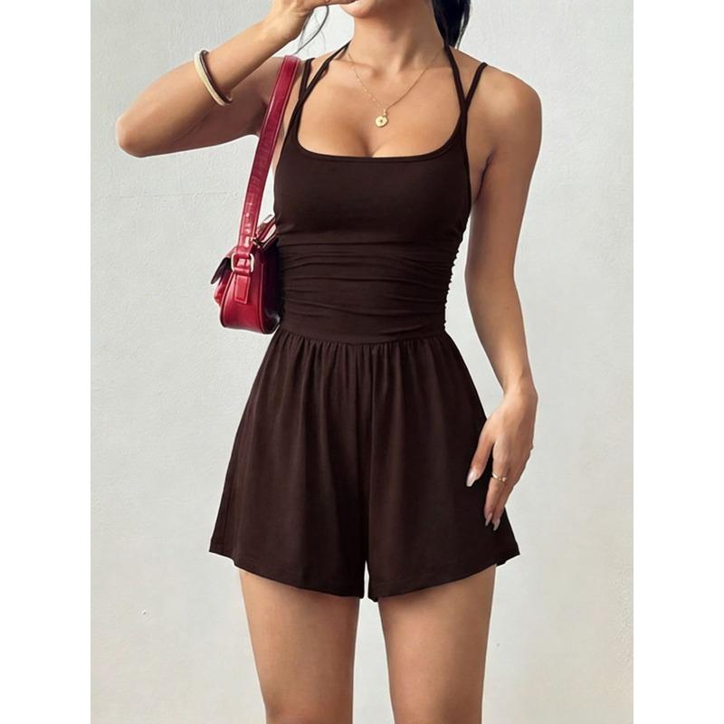 Strapless Women's Casual Summer Wide-leg Loose Chest-baring Waist-closing One-piece Pants Shorts