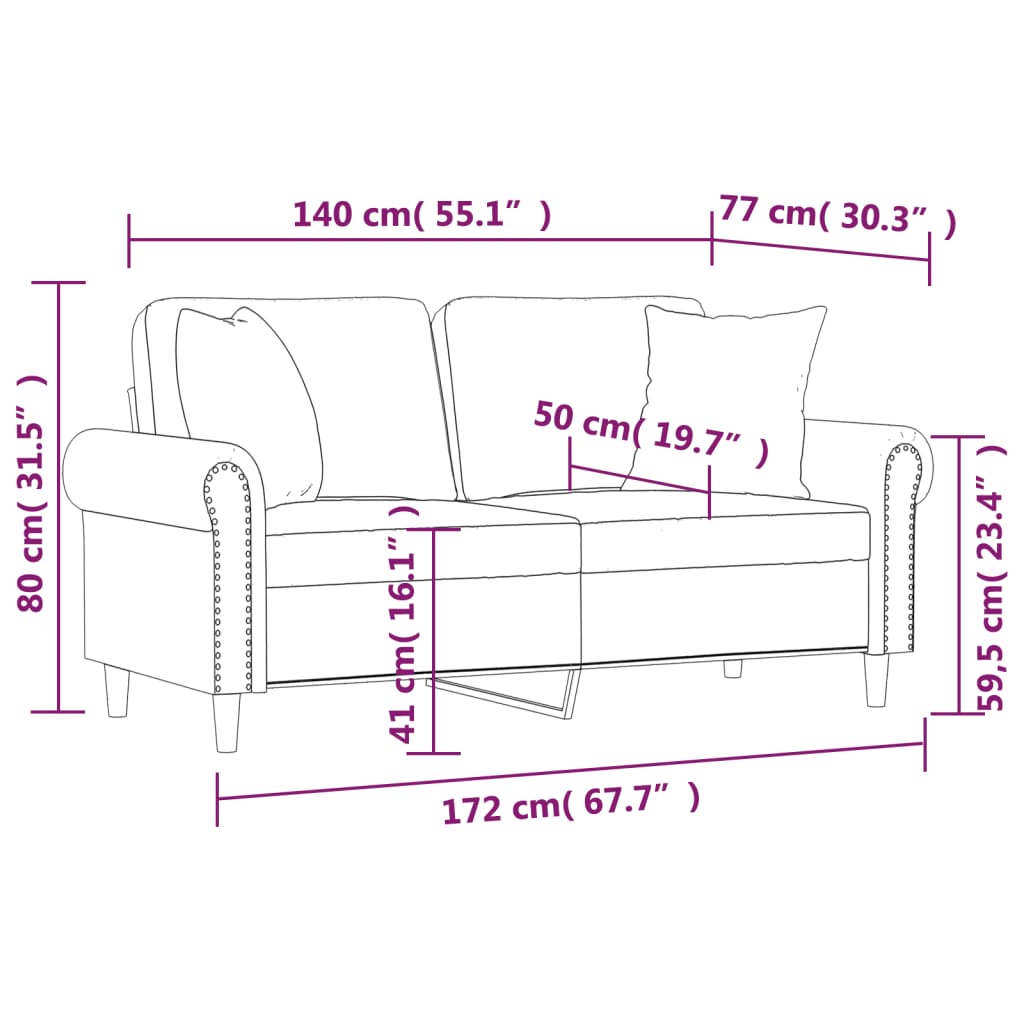 Vidaxl 2-Osobowa Sofa Z Poduszkami, Jasnoszara, 140 Cm, Aksamit