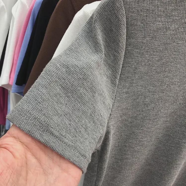 Dámské tričko slim fit jednobarevné - Krátký rukáv, letní top v několika barvách