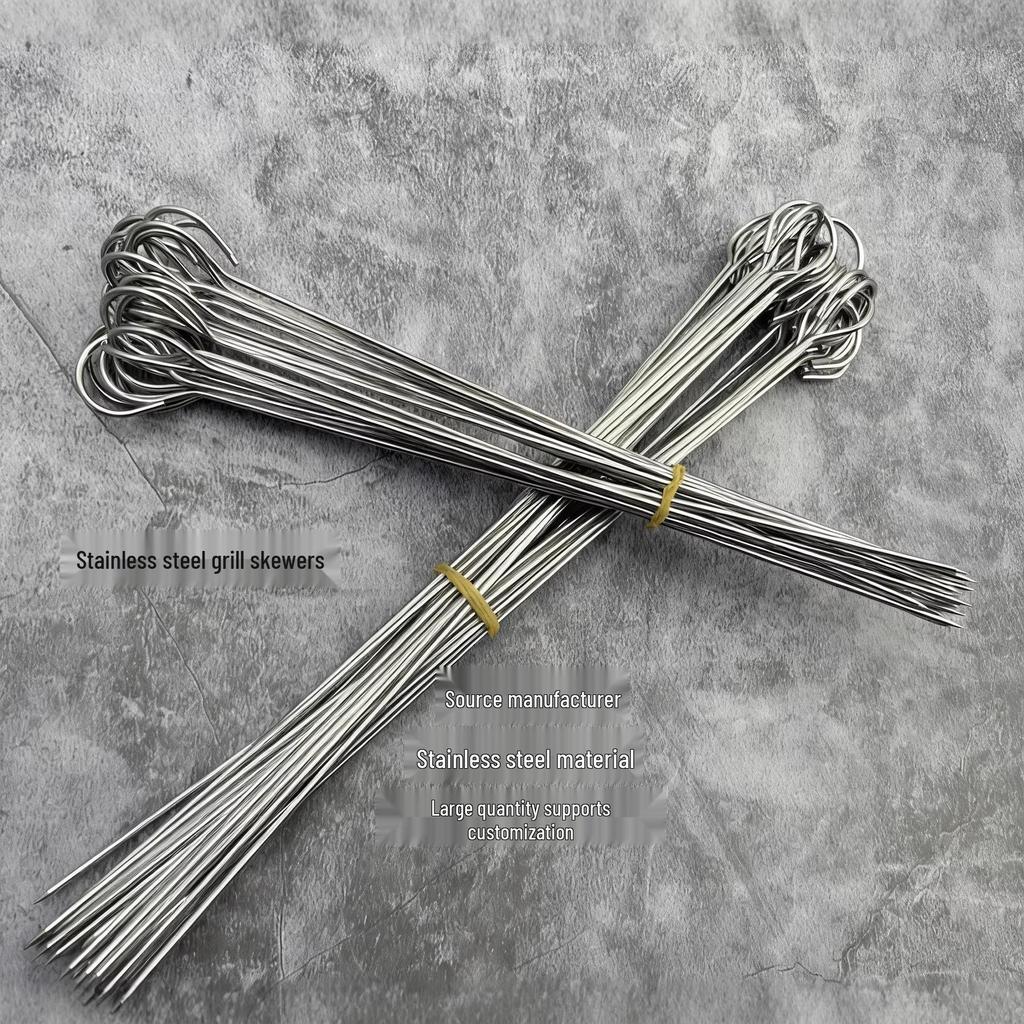 Custom Stainless Steel 430 Barbecue Skewers: Roast Duck, Char Siu, Mala Tang, Kebab, and Needle Fork Options.