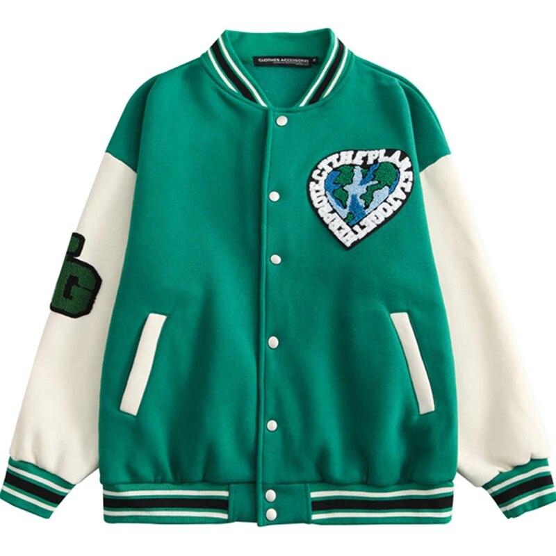 

Men Heart Letter Embroider Varsity Jacket Men s Contrast Stitching Fleece Baseball Uniform Couple Preppy Warm Fall Jackets Coat